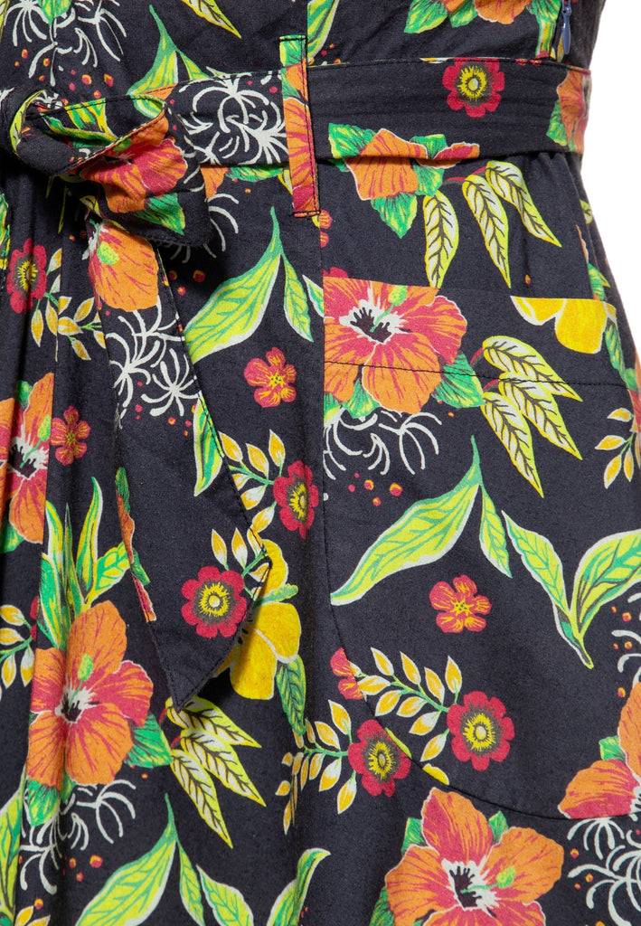 Queen Kerosin Swing Kleid «Hibiskus Black»