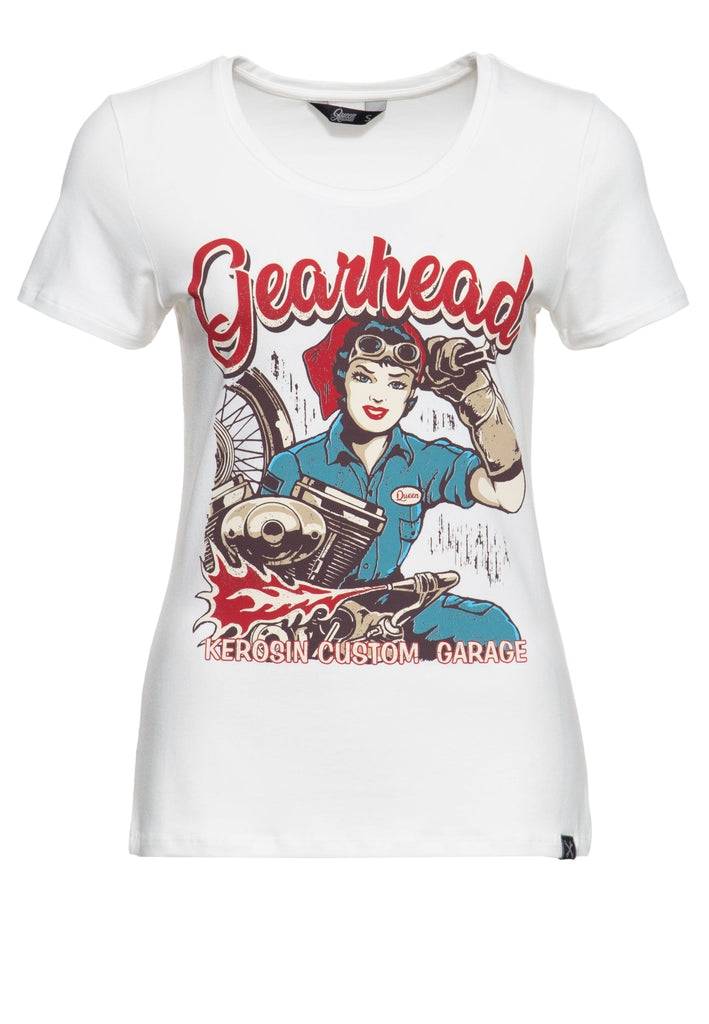 Queen Kerosin T-Shirt mit Frontprint «Gearhead»