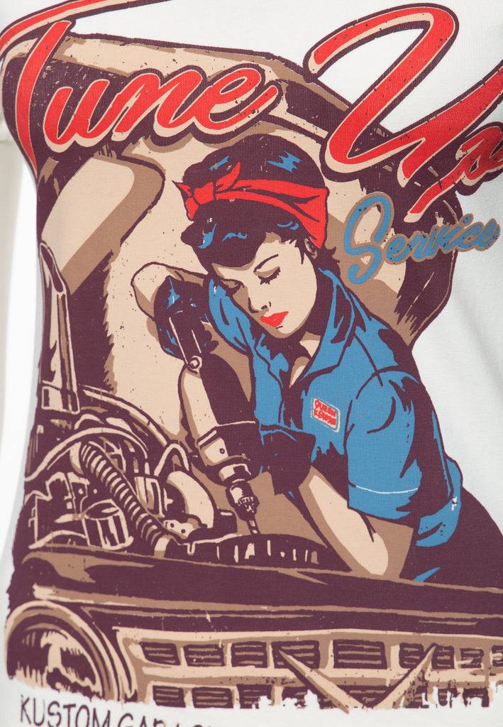 Queen Kerosin T-Shirt Mit V-Ausschnitt «Tune Up»