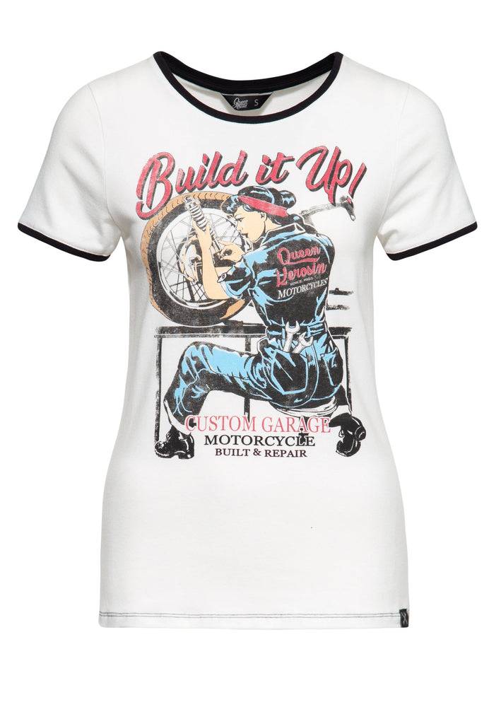 Queen Kerosin Vintage Contrast T-Shirt «Built It Up!»