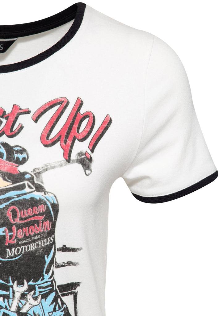 Queen Kerosin Vintage Contrast T-Shirt «Built It Up!»