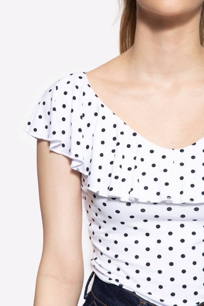 Queen Kerosin Volant Top Mit Polka Dots