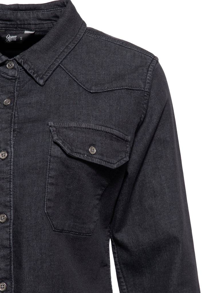 Queen Kerosin Washed Joggdenim Shirt «Snake Girl»