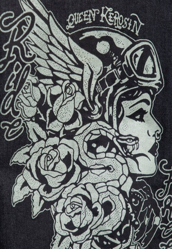 Queen Kerosin Washed Joggdenim Shirt «Snake Girl»