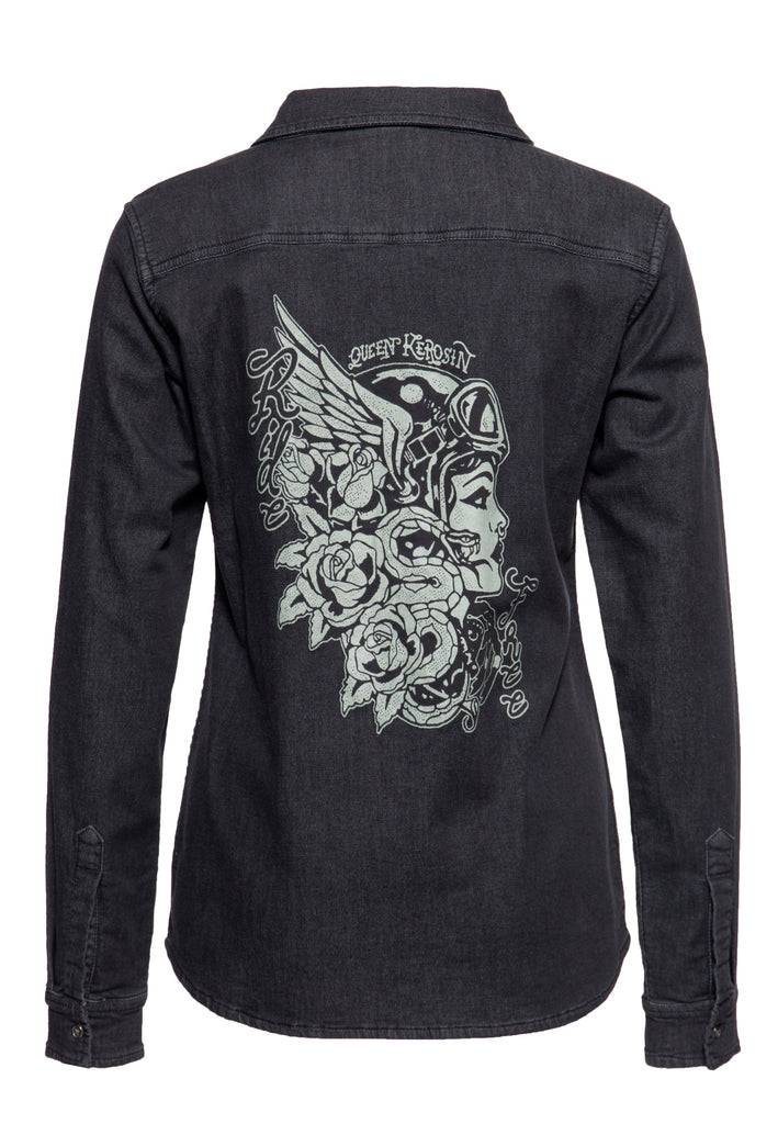 Queen Kerosin Washed Joggdenim Shirt «Snake Girl»
