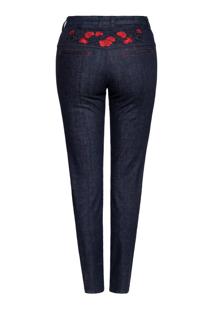 Queen Kerosin Western Jeanshose «Roses»