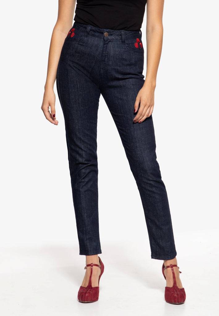 Queen Kerosin Western Jeanshose «Roses»