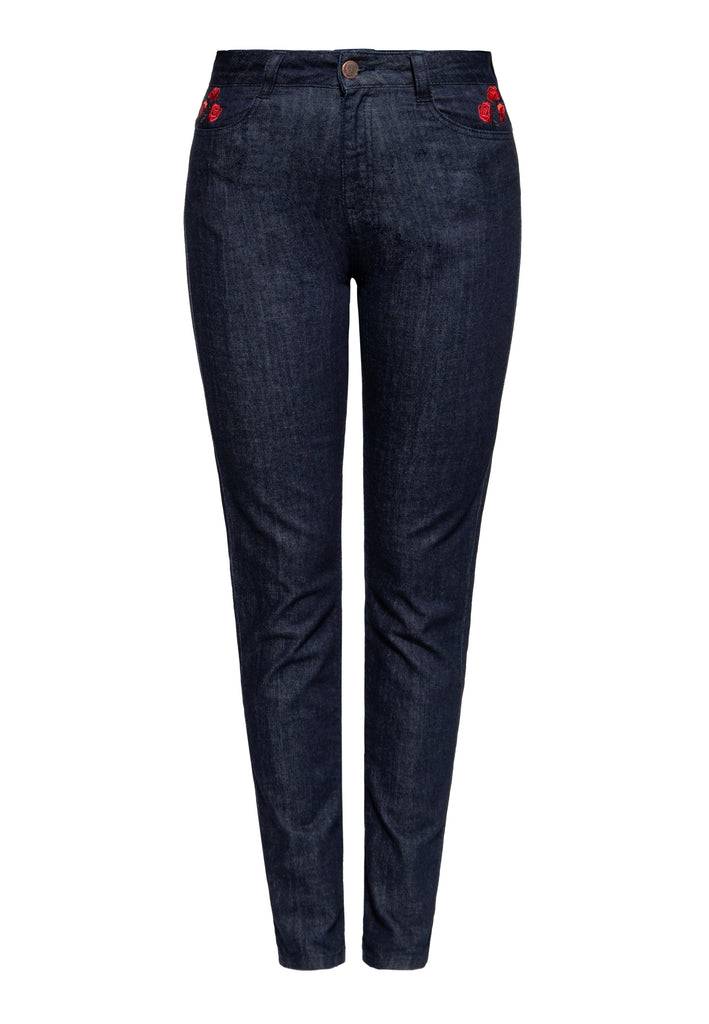 Queen Kerosin Western Jeanshose «Roses»