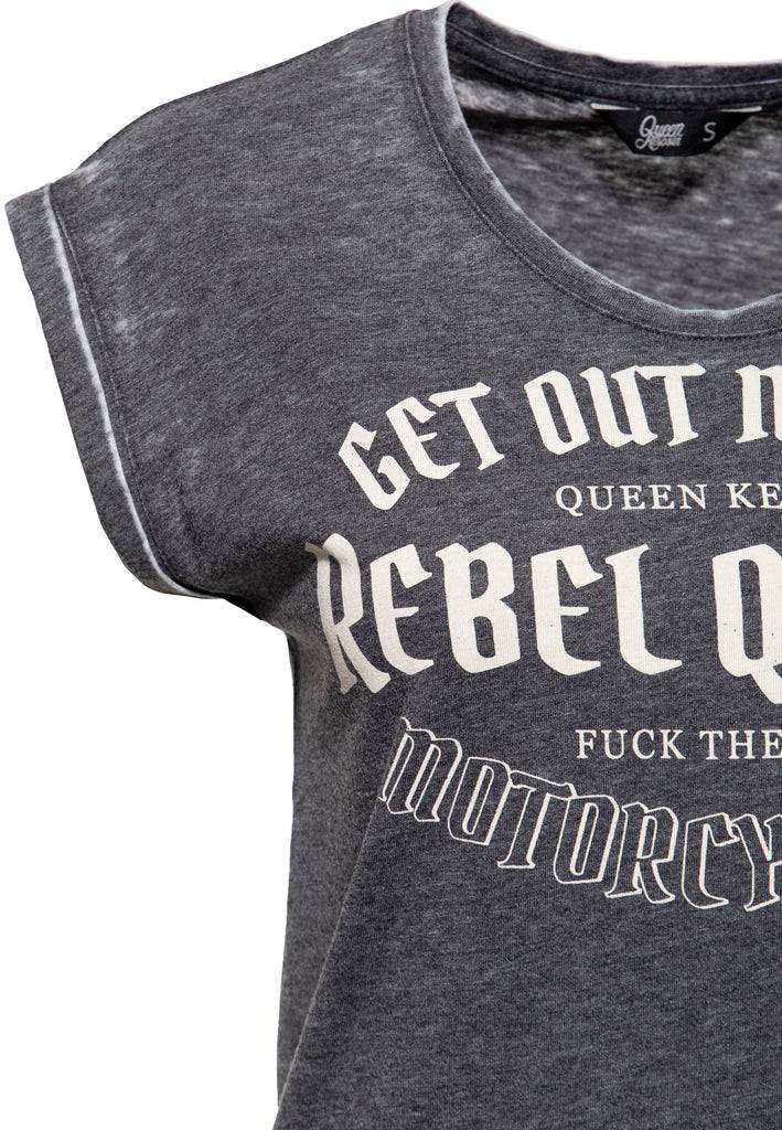 Queen Kerosin Roll-Up Sleeve T-Shirt «Rebel Queens Motorcycle Gang»