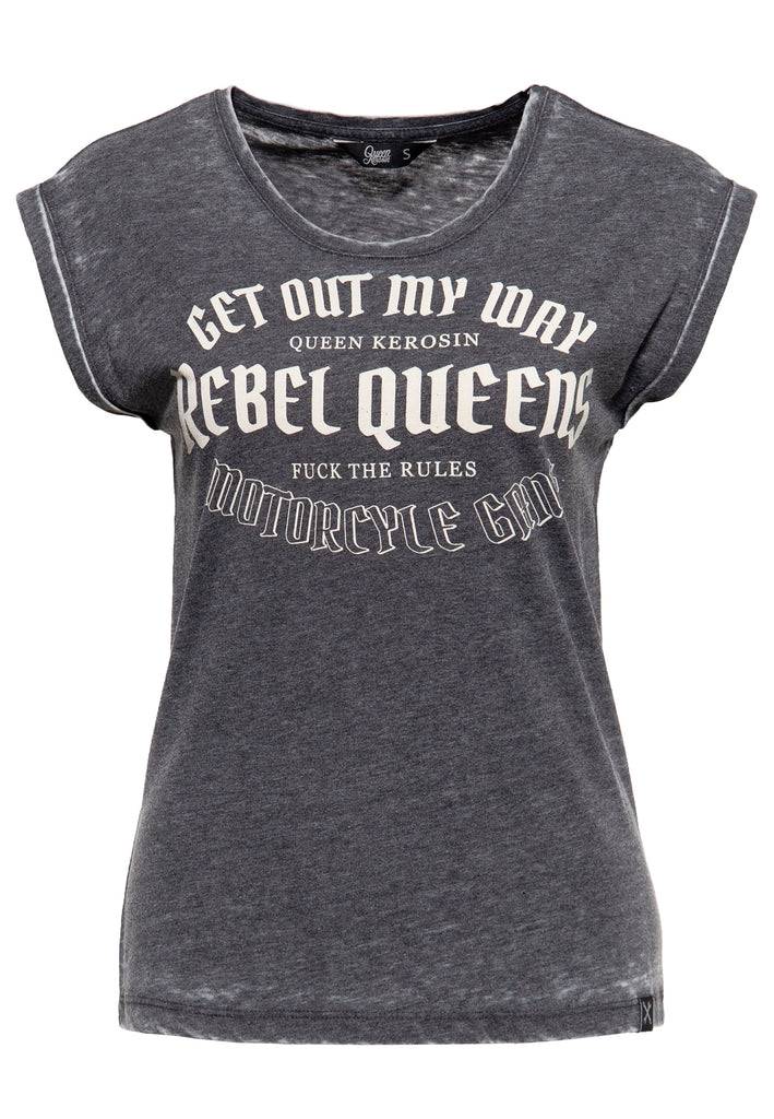 Queen Kerosin Roll-Up Sleeve T-Shirt «Rebel Queens Motorcycle Gang»
