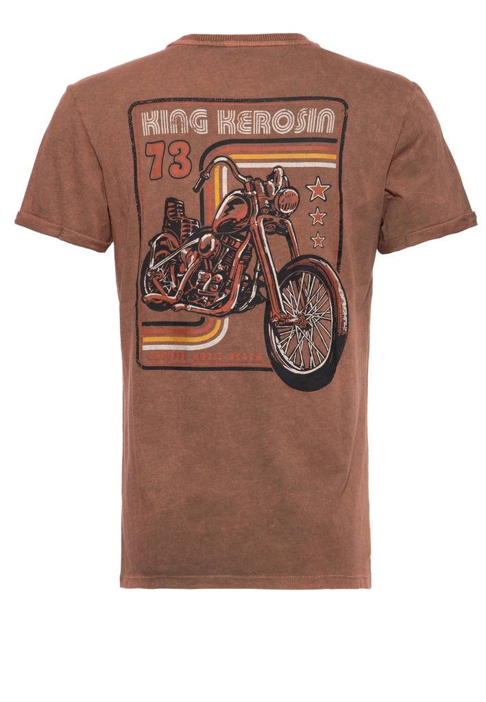 Queen Kerosin Roll-Up T-Shirt Acid Wash Mit Backprint «Chopper Until Death»