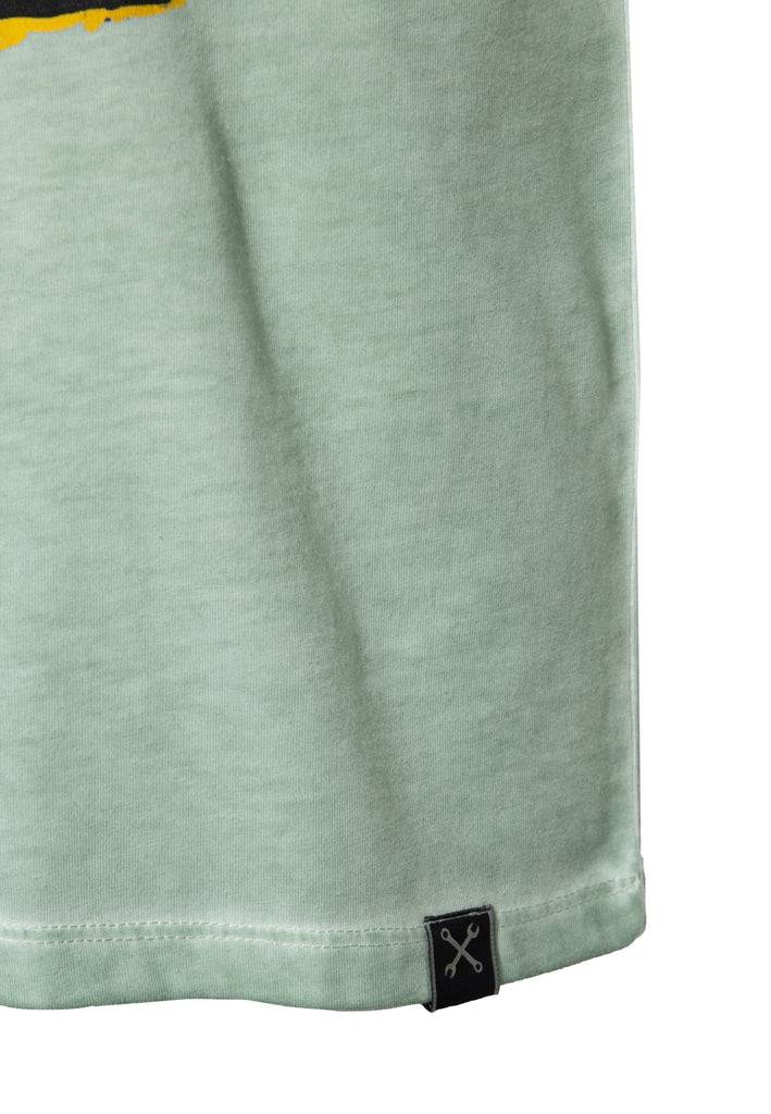 Queen Kerosin Roll-Up T-Shirt Oil Wash Mit Monster-Print Und V-Ausschnitt «V8 Monster»