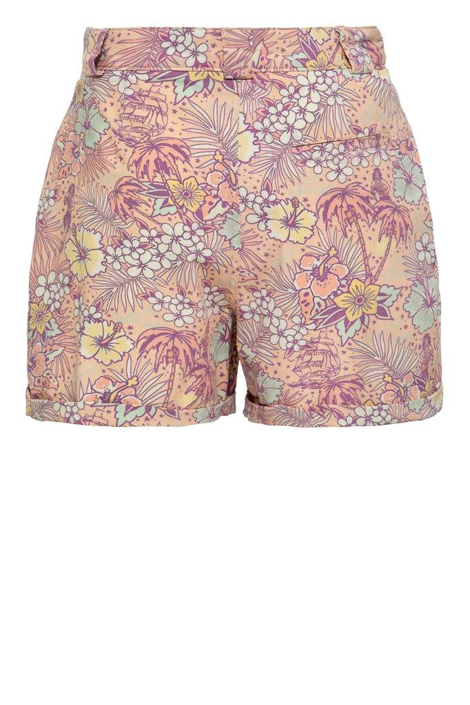 Queen Kerosin Shorts Mit Hawaiianischem All-Over-Muster