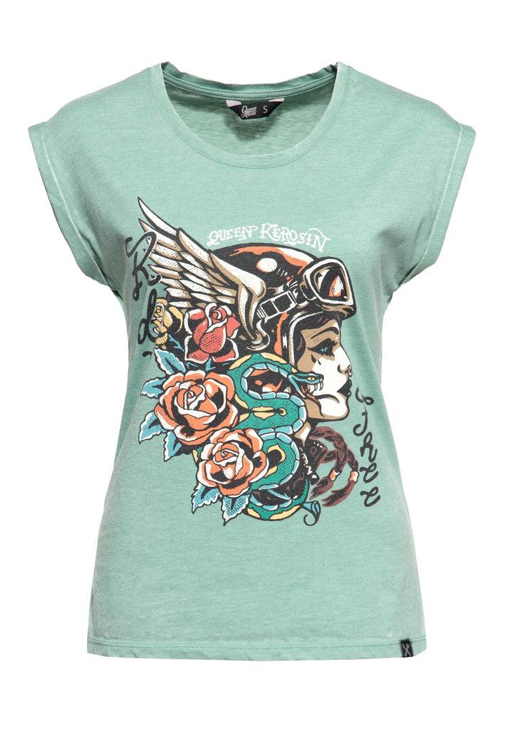 Queen Kerosin Sleveless Enzymewash Shirt «Snake Girl»