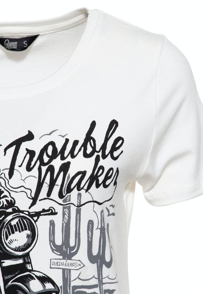 Queen Kerosin Slim Fit Print Shirt Mit Frontmotiv «Trouble Maker»