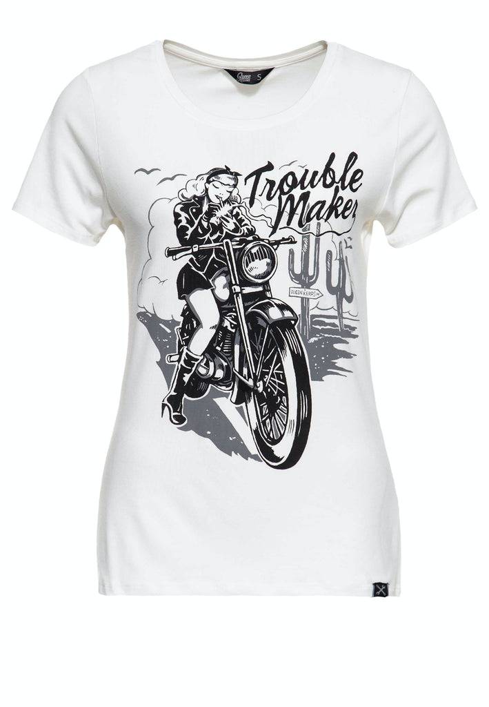 Queen Kerosin Slim Fit Print Shirt mit Frontmotiv «Trouble Maker»