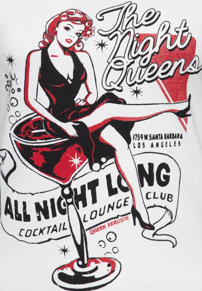 Queen Kerosin Slim Fit T-Shirt Mit Retro-Print «All Night Long»