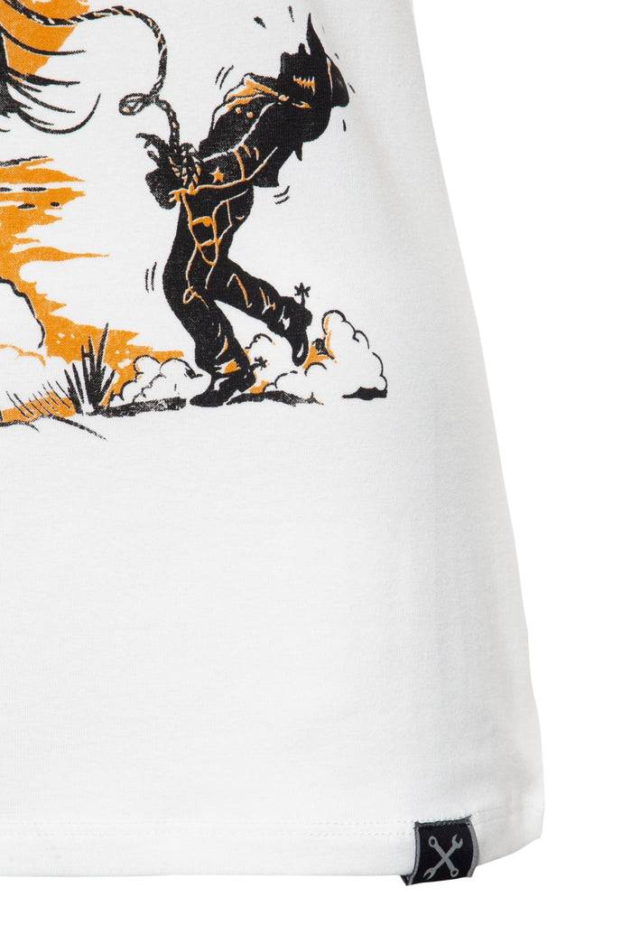 Queen Kerosin Slim Fit T-Shirt Mit V-Ausschnitt Und Western Print «Bounty Hunter»