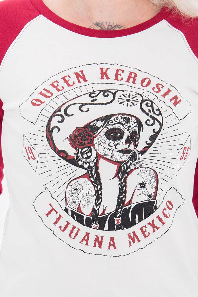 Queen Kerosin Sweater In Two-Tone Optik «Tijuana Mexico»