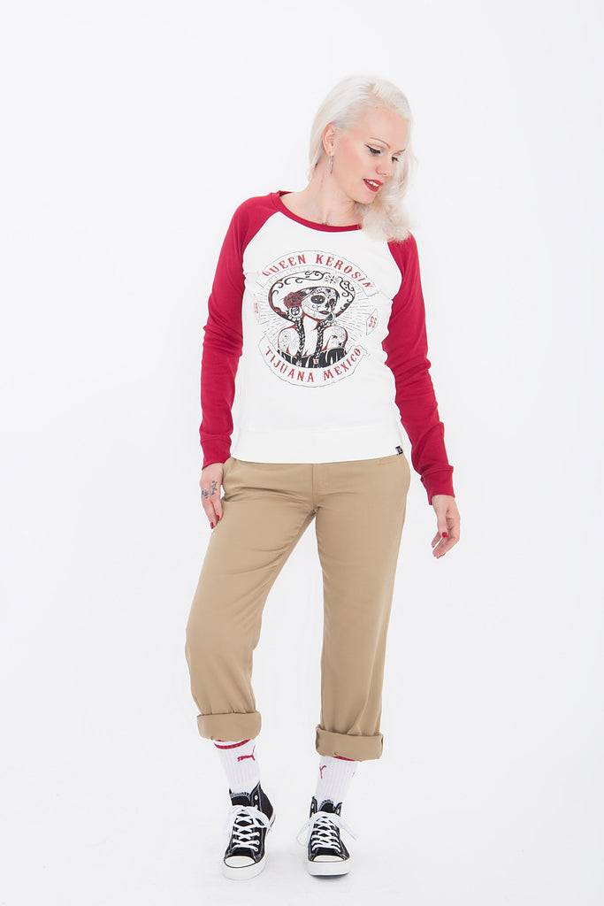 Queen Kerosin Sweater In Two-Tone Optik «Tijuana Mexico»