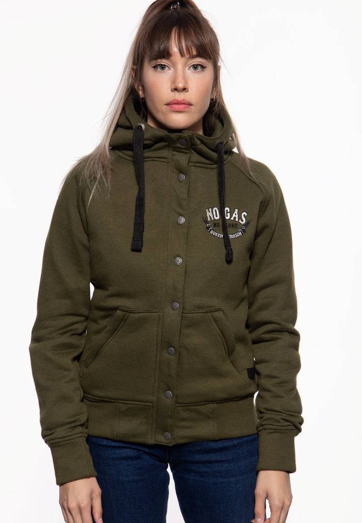 Queen Kerosin Sweatjacke Mit Kapuze «No Gas No Glory»