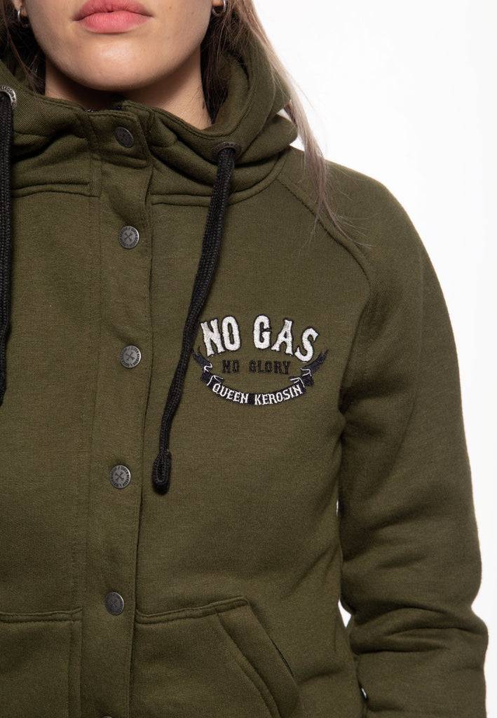 Queen Kerosin Sweatjacke Mit Kapuze «No Gas No Glory»