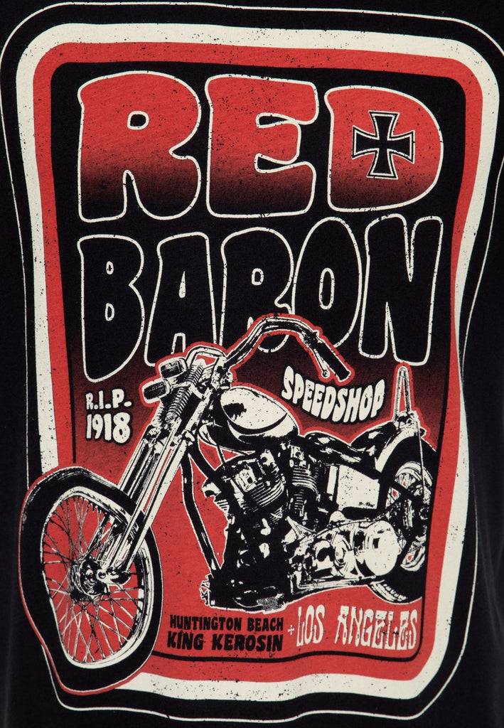 Queen Kerosin T-Shirt Aus Baumwolle Mit Print «Red Baron Speedshop»