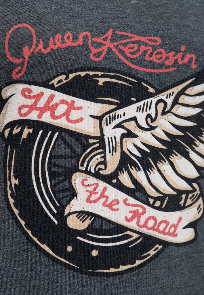 Queen Kerosin T-Shirt Enzyme Wash «Hit The Road Wheel»