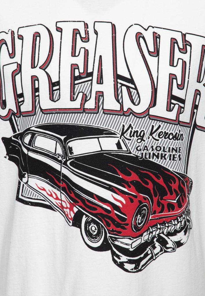 Queen Kerosin T-Shirt Mit Coolem Vintage-Print «Gasoline Junkies»