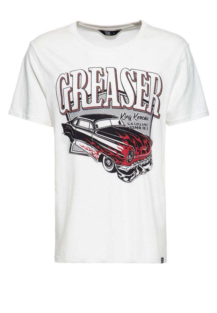 Queen Kerosin T-Shirt mit coolem Vintage-Print «Gasoline junkies»