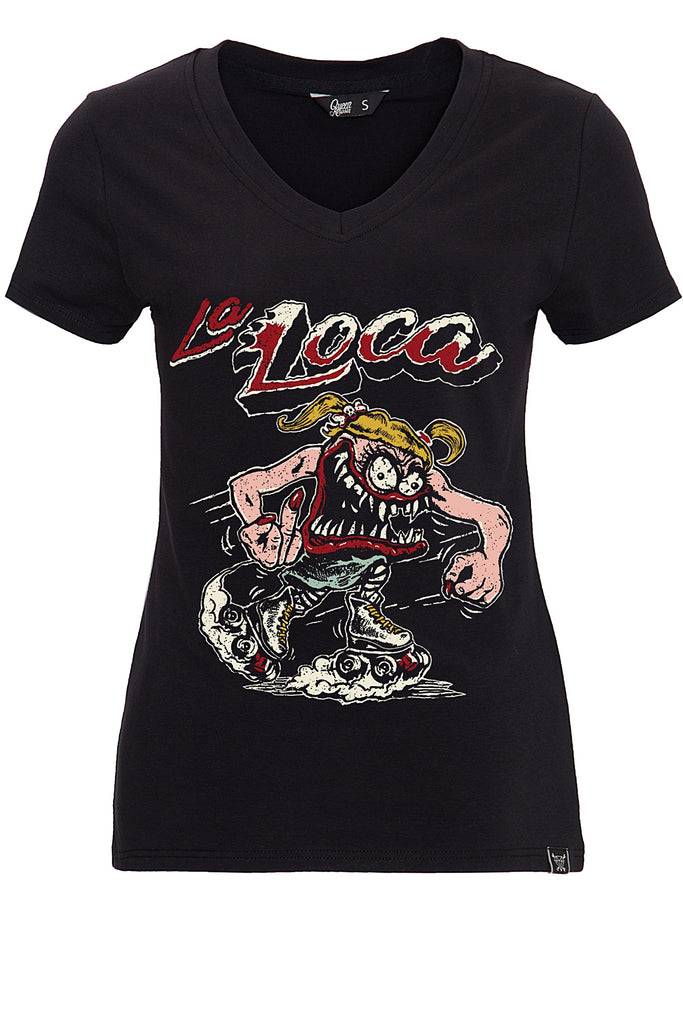 Queen Kerosin T-Shirt Mit Detailreichem Frontprint «La Loca»