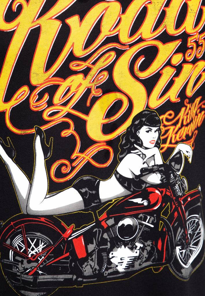 Queen Kerosin T-Shirt Mit Print In Der Front «Road Of Sin»