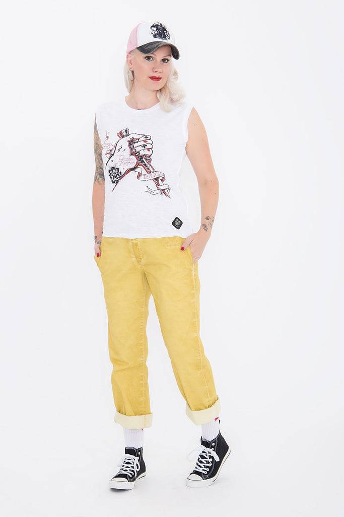 Queen Kerosin Tank Top Mit Rockigem Front Druck «Fuck The Rules»