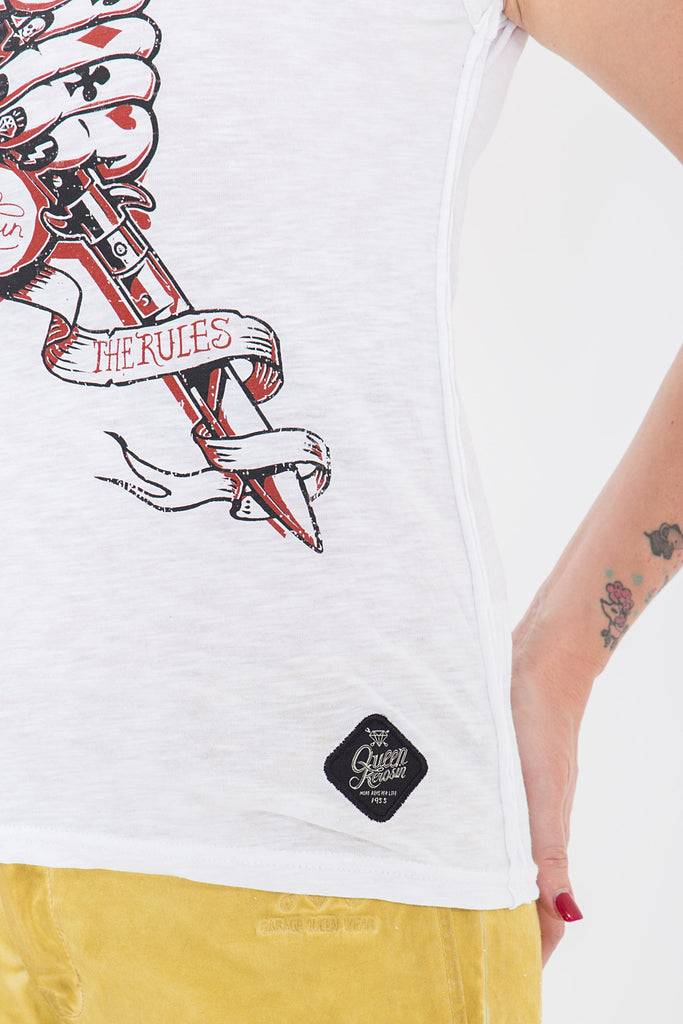 Queen Kerosin Tank Top Mit Rockigem Front Druck «Fuck The Rules»