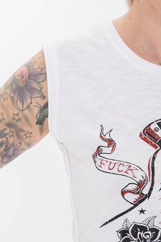 Queen Kerosin Tank Top Mit Rockigem Front Druck «Fuck The Rules»