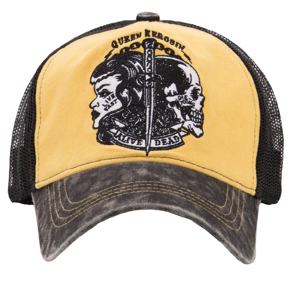 Queen Kerosin Trucker Cap In Vintage Waschung »Alive Dead«