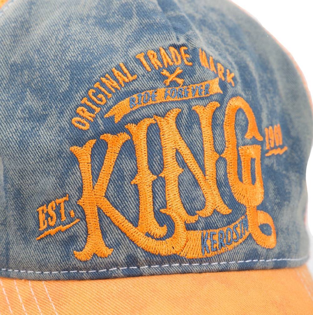 Queen Kerosin Trucker Cap Mit Denim Einsatz Im Used Look «KING»