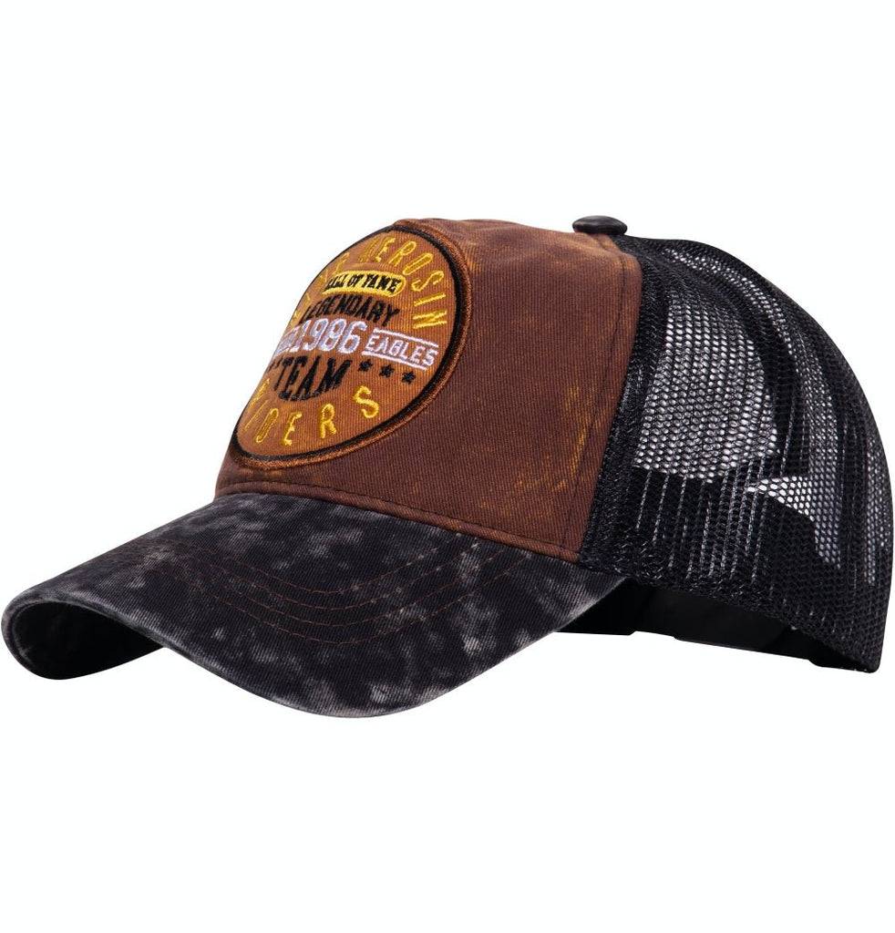 Queen Kerosin Trucker Cap mit Enzymwash und Stickerei «Legendary Team» Queen Kerosin Trucker Cap mit Enzymwash und Stickerei «Legendary Team»
