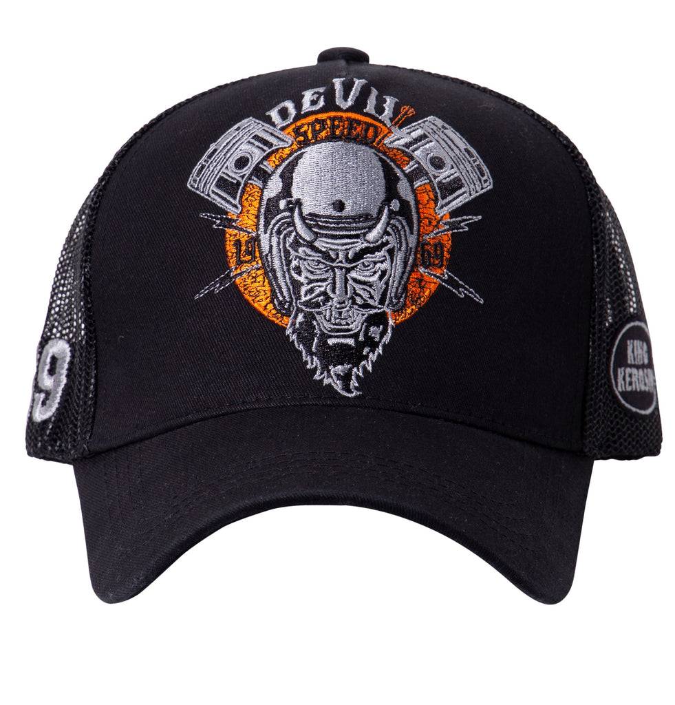 Queen Kerosin Trucker Cap Mit Rebellischer Front-Stickerei «Devil Speed»