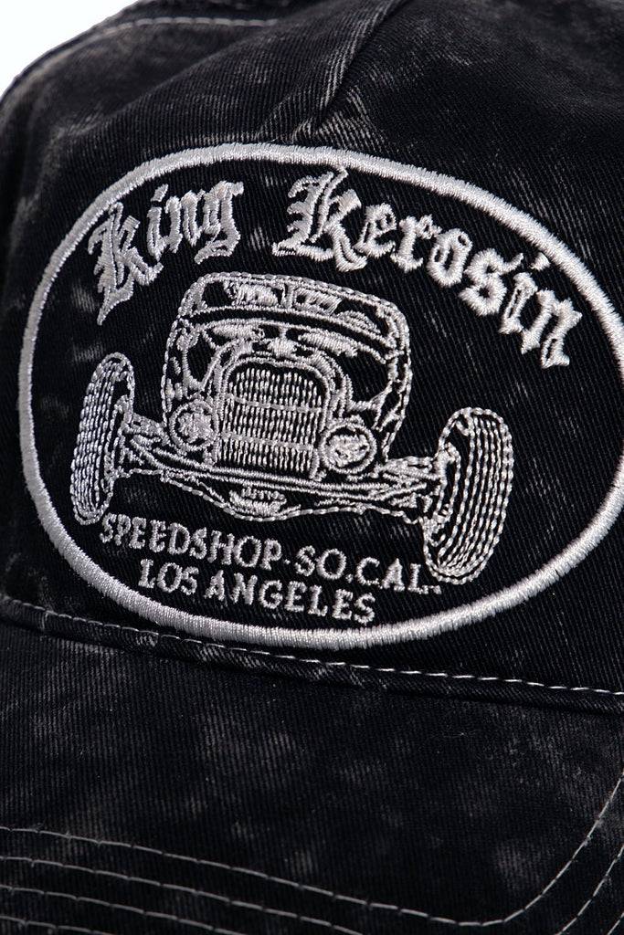 Queen Kerosin Trucker Cap Mit Stickerei In Der Front Und Enzymwash «Speedshop SoCal»