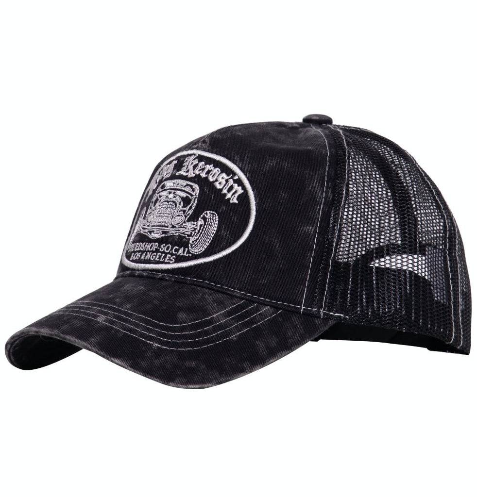 Queen Kerosin Trucker Cap mit Stickerei in der Front und Enzymwash «Speedshop SoCal»