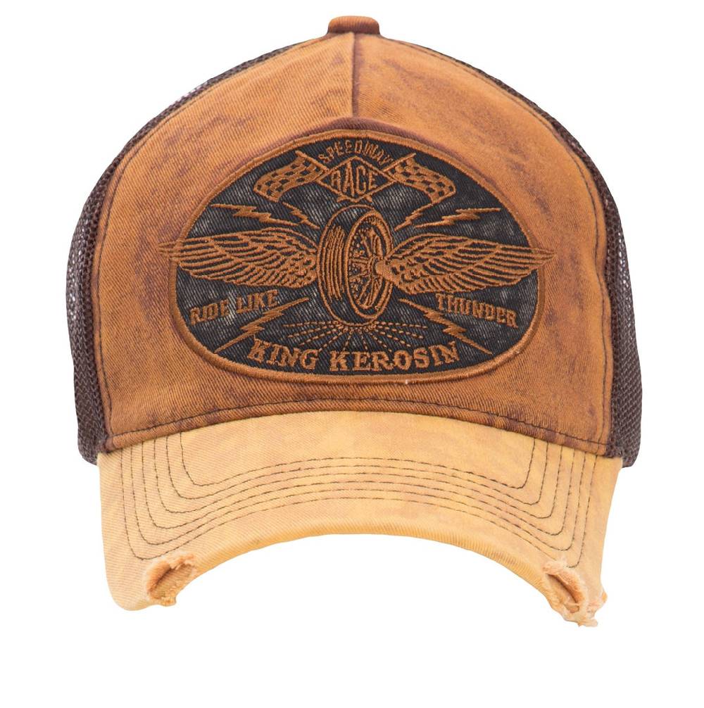 Queen Kerosin Trucker Trucker Cap Im Vintage Jeans Look «Ride Like Thunder»