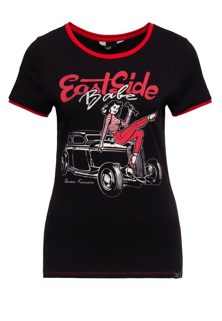 Queen Kerosin Vintage Contrast T-Shirt «East Side Babe»