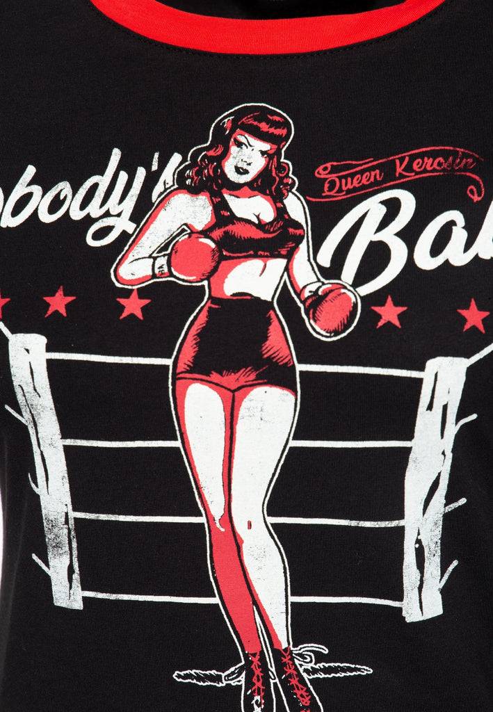 Queen Kerosin Vintage Contrast T-Shirt «Nobody`s Baby»