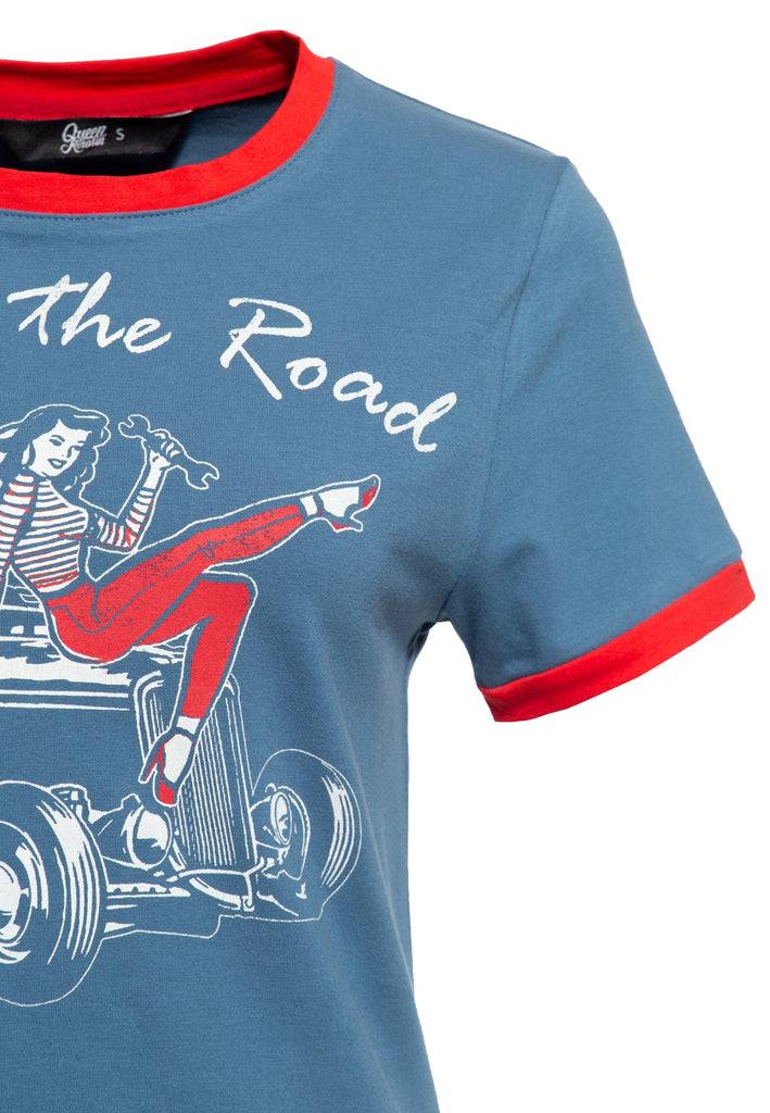 Queen Kerosin Vintage Contrast T-Shirt «Queen Of The Road»