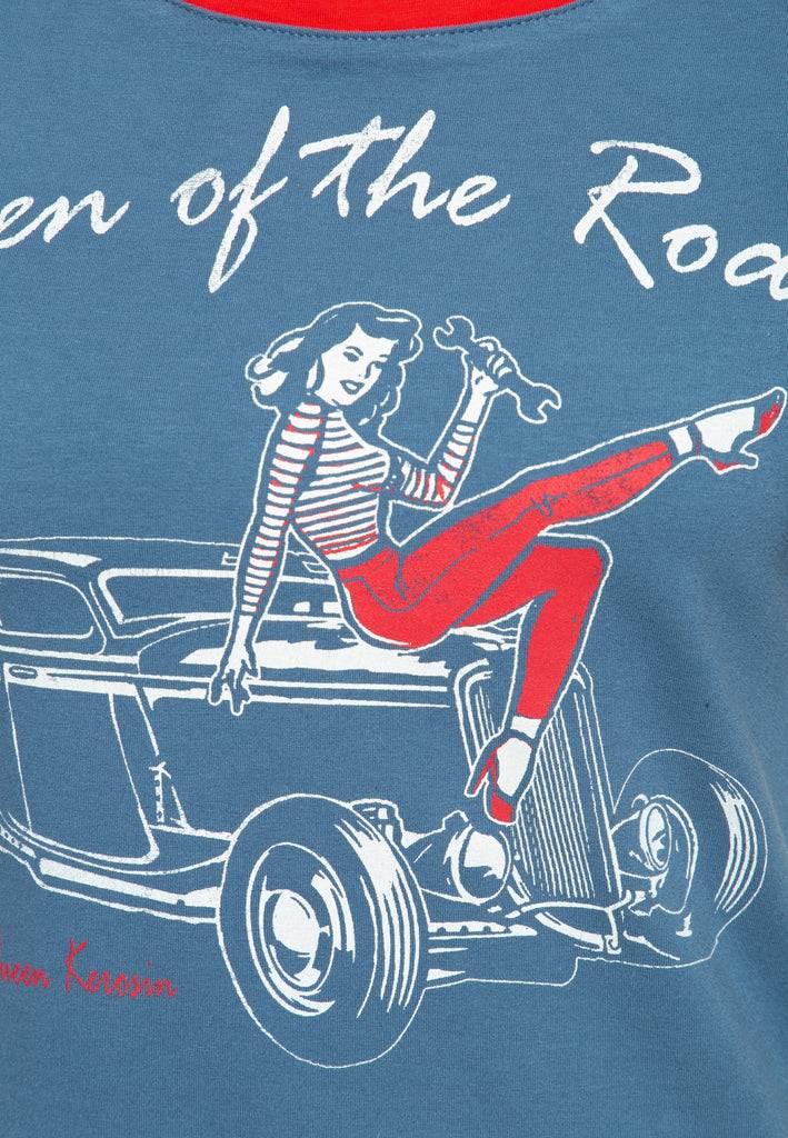 Queen Kerosin Vintage Contrast T-Shirt «Queen Of The Road»