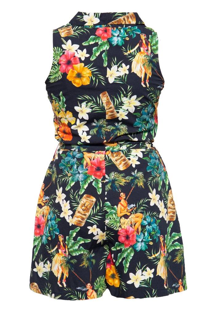 Queen Kerosin Vintage Jumpsuit Mit Tropischem All-Over-Muster