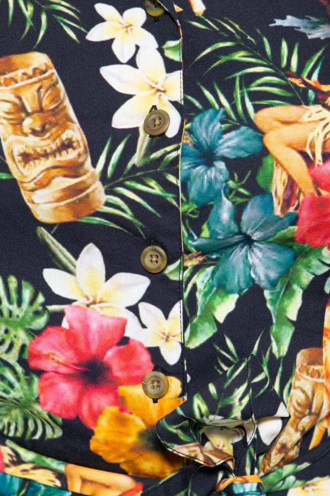 Queen Kerosin Vintage Jumpsuit Mit Tropischem All-Over-Muster