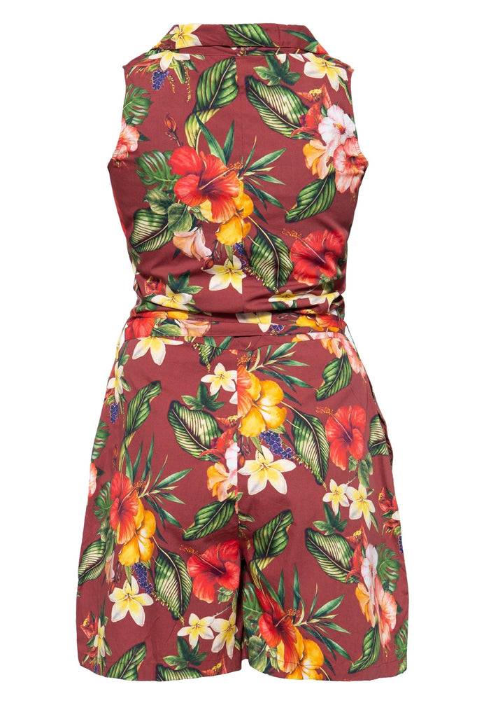 Queen Kerosin Vintage Jumpsuit Mit Tropischem All-Over-Muster