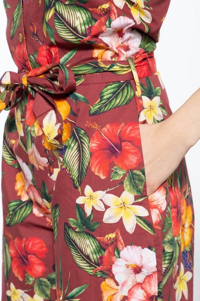 Queen Kerosin Vintage Jumpsuit Mit Tropischem All-Over-Muster